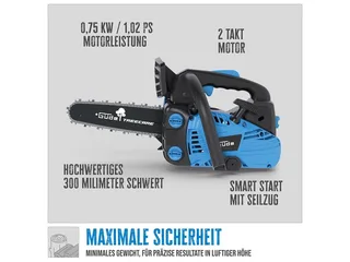 Benzin-Kettensäge BBS 300-25, 34.5 cm Schwertlänge, 1,02 PS, 25,4 cm³, Schnittlänge 30,5 cm, Schwertlänge 34,5 cm by Güde, Blue, Black – product image 5 of 5
