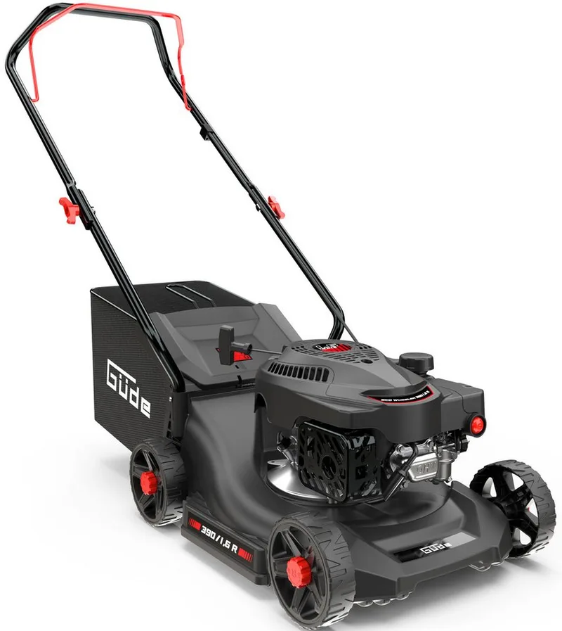 Benzinrasenmäher »ECO Wheeler 390 1,6 R«, 39 cm Schnittbreite, für Rasenflächen bis 900m² van Güde, Rood, Zwart – productafbeelding 2 van 5