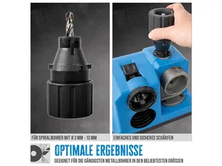 Bohrerschärfgerät GBS 80, 80 W Motorleistung, Bohrer Ø 3 mm - 13 mm de Güde, Bleu, Noir – image du produit 5 sur 5