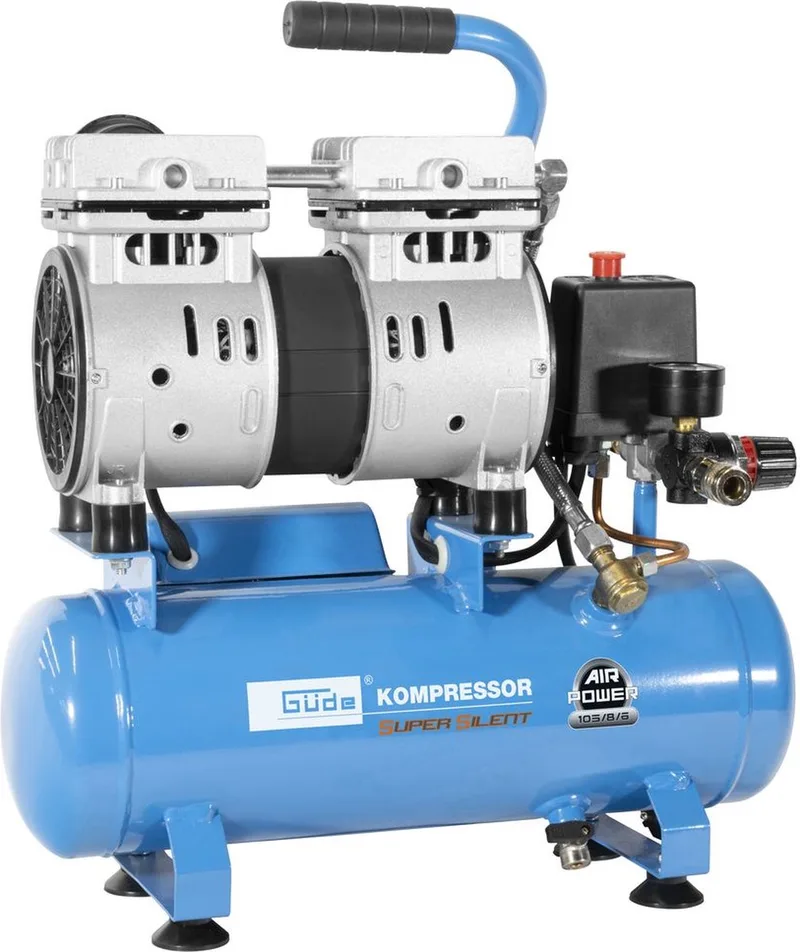compressor Airpower 105/8/6 Silent - stille olievrije compressor by Güde, Blue – product image
