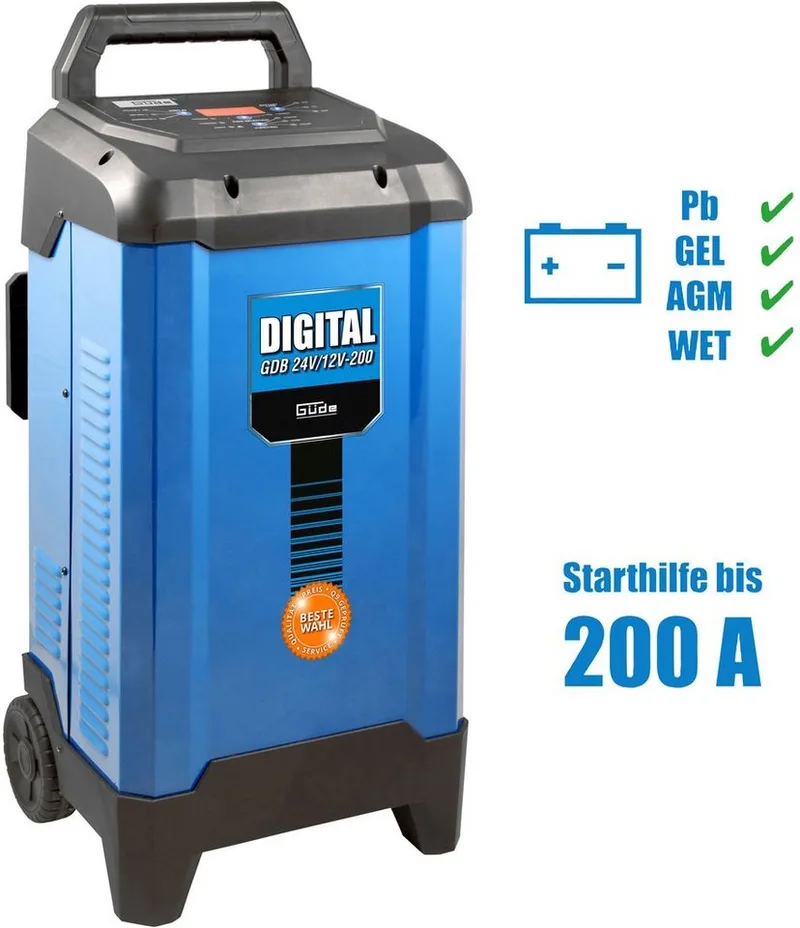 Digital GDB 24V/12V-200 Batterie-Ladegerät de Güde, Bleu, Noir – image du produit