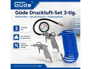 Druckluftgeräte-Set Güde Druckluft-Set 3-tlg. Reifenfüller Spiralschlauch Ausblaspistole de Güde – image du produit 2 sur 5
