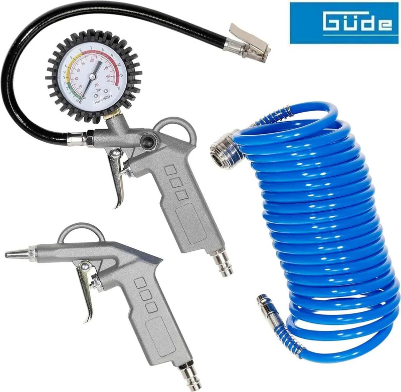Druckluftgeräte-Set Güde Druckluft-Set 3-tlg. Reifenfüller Spiralschlauch Ausblaspistole de Güde – image du produit 3 sur 5