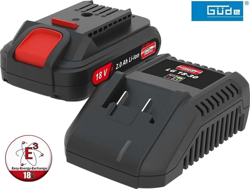 GÜDE Starterset Systemladegerät + 18V E³ Systemakku 2 Ah LGAP 18-3020 Akku Starter-Set by Güde – product image