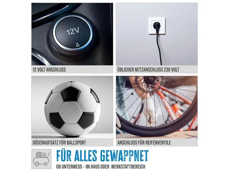 Kompressor Dual Drive 12/230V/5-tlg., max. 8 bar, Set, 8 bar max. Betriebsdruck, 110 W Motorleistung de Güde – image du produit 4 sur 5