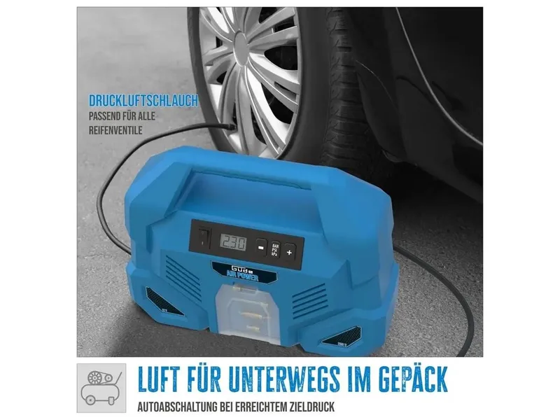 Kompressor Dual Drive 12/230V/5-tlg., max. 8 bar, Set, 8 bar max. Betriebsdruck, 110 W Motorleistung de Güde – image du produit 3 sur 5