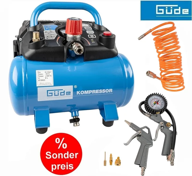 Kompressor Kompressor Airpower 190/08/6 + Reifenfüller, Ausblaspistole, Schlauch by Güde – product image 2 of 5