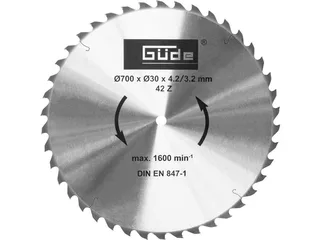 Kreissägeblatt Güde Kreissägeblatt Ø 700 mm Bohrung Ø 30 mm fra Güde, Sølv – produktbillede 1 af 2