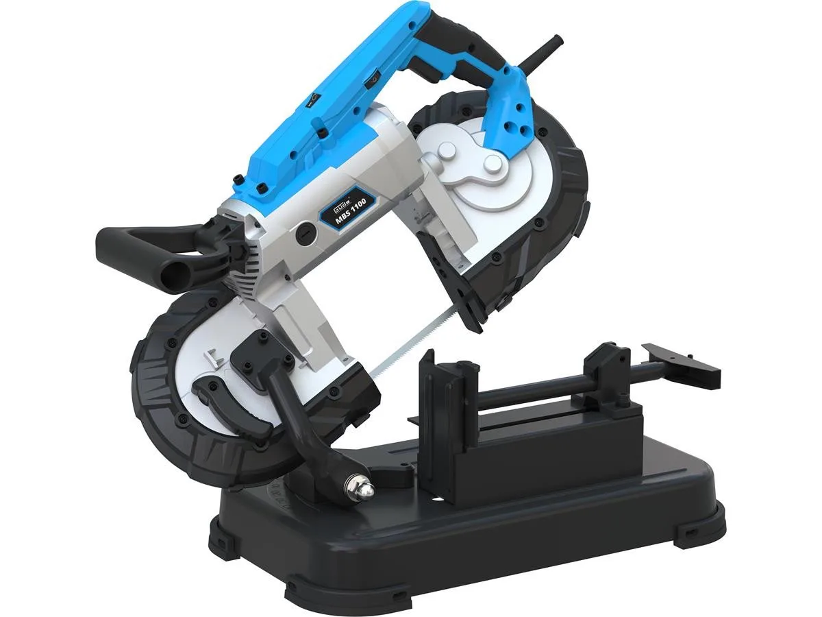 Metallbandsäge MBS 1100, Set, 1100 W, 144 m/min, 2 Sägebänder 1140 mm, Schnittleistung bis 100 mm von Güde, Blau, Schwarz, Silber – Produktbild