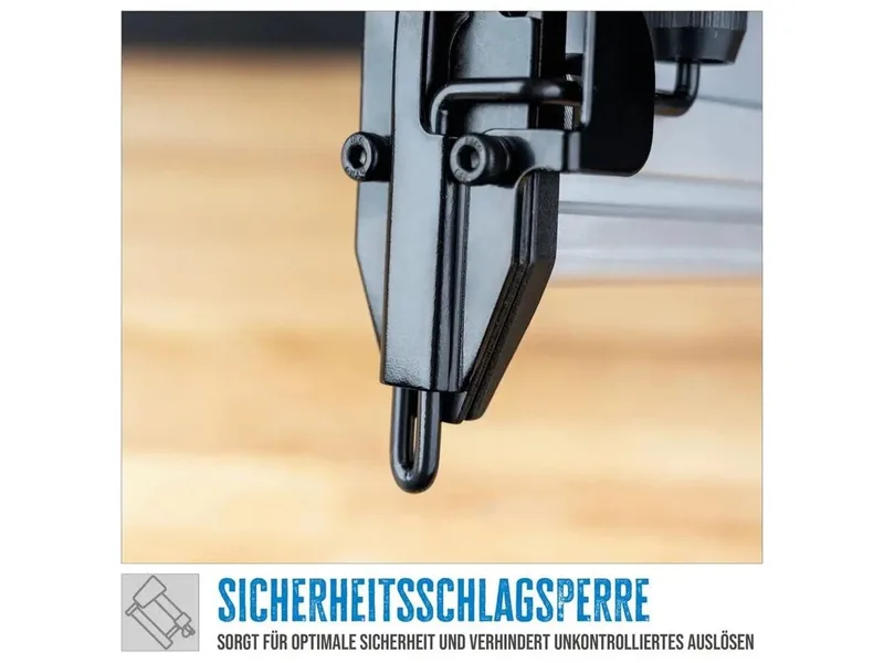 Nagler Druckluft-Klammergerät, Set, 6 bar, Stiftstärke 1,05 mm, Klammerstärke 1 mm, inkl. Koffer von Güde, Blau, Schwarz – Produktbild 4 von 5