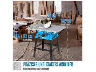 Tischkreissäge 55262-01, Set, GTK 2000.1, mit Anschlag, 2000 W, 254 mm, 2. Sägeblatt de Güde, Bleu, Noir, Argent – image du produit 4 sur 5