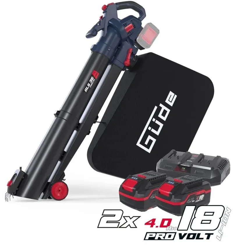 Turbo accu bladzuiger en bladblazer ALS 36-402-30 - Incl. 2 x 18V Li-Ion 4.0 Ah (36 V) - Turbo 630 m³/h - Hoog blaas en zuigvermogen de Güde – image du produit