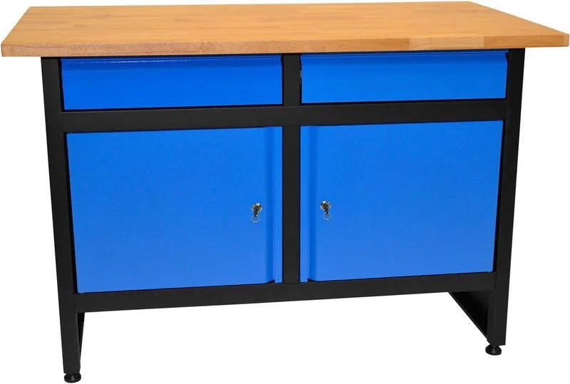 Werkbank GW 2/2, Höhe/Länge: 84x120 cm de Güde, Bleu, Noir – image du produit 1 sur 5