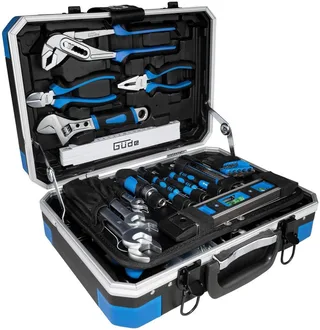 Werkzeugkoffer »GWZK 241« (Komplett-Set, 241 St), 241 tlg., aus Chrom-Vanadium, Carbon-Stahl van Güde, Blauw, Zwart – productafbeelding 1 van 5