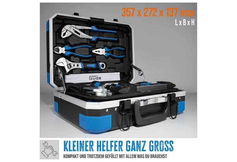 Werkzeugkoffer »GWZK 241« (Komplett-Set, 241 St), 241 tlg., aus Chrom-Vanadium, Carbon-Stahl van Güde, Blauw, Zwart – productafbeelding 2 van 5
