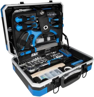 Werkzeugkoffer »GWZK 241« (Komplett-Set, 241 St), 241 tlg., aus Chrom-Vanadium, Carbon-Stahl van Güde, Blauw, Zwart – productafbeelding 4 van 5