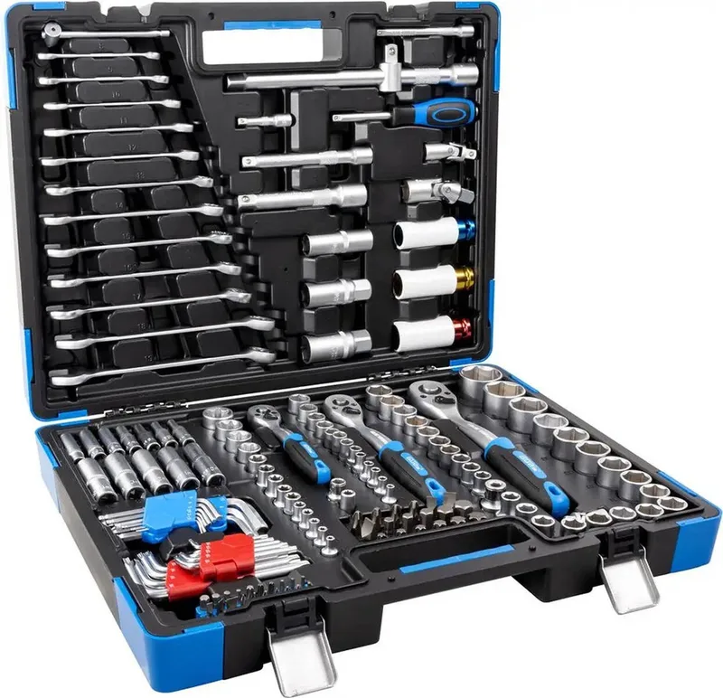 Werkzeugset GWZK 157, (Set, inkl. Transportkoffer), Chrom-Vanadium-Stahl, 157-teilig de Güde, Bleu, Noir – image du produit