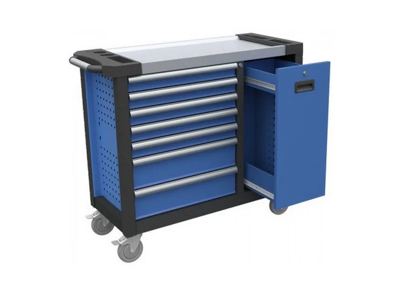 Werkzeugwagen Werkstattwagen Premium GWPV 7/1, leer, unbestückt de Güde, Bleu – image du produit 2 sur 5