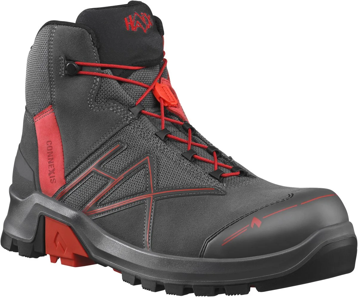Veiligheidsschoenen Haix CONNEXIS Safety+ GTX middengrijs/rood fra Haix, Rød – produktbillede