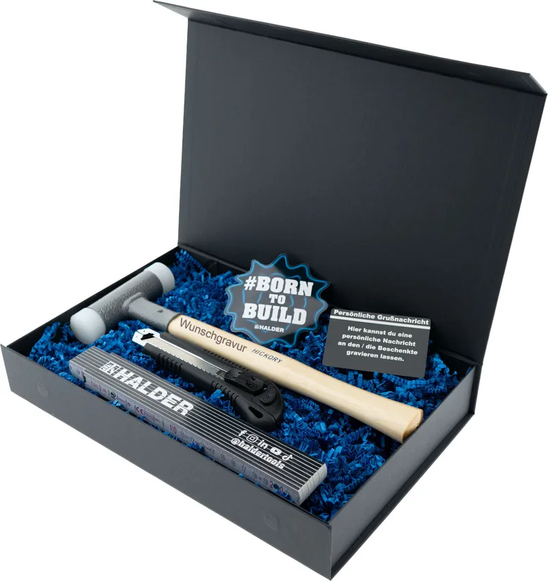Geschenkbox SUPERCRAFT Schonhammer Ø 30 mm mit Gravur rückschlagfrei mit Stahlschrotfüllung | Exklusives Handwerker Geschenk by Halder – product image