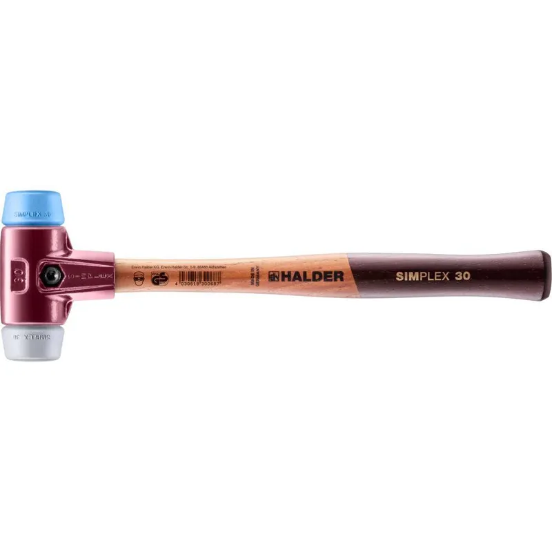 Ø30 mm SIMPLEX 3013 Hamer met verwisselbare doppen TPE-soft/TPE-mid - 3013.030 von Halder – Produktbild 1 von 2