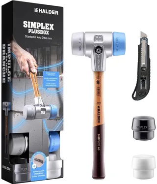 SIMPLEX-Plusbox Starterkit Alu 3113s004 Kunststof hamer Zacht, Middelhard 1430 g 155 mm 1 stuk(s) de Halder, Kleurloos – image du produit 1 sur 2