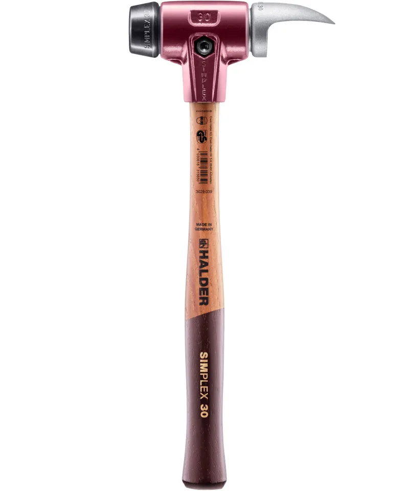 SIMPLEX Schonhammer Baumdiagnose Ø 30 mm Gummi schwarz / Weichmetall-Hackeinsatz mit Tempergussgehäuse by Halder – product image