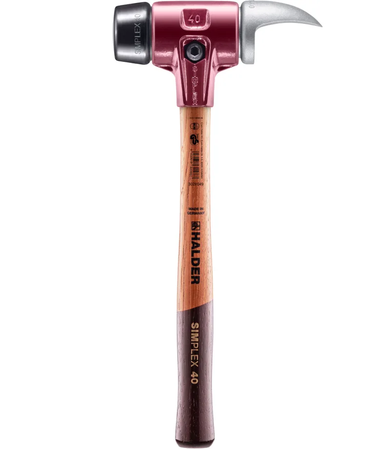 SIMPLEX Schonhammer Baumdiagnose Ø 40 mm Gummi schwarz / Weichmetall-Hackeinsatz mit Tempergussgehäuse by Halder – product image