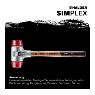 SIMPLEX-Schonhammer mit Kunststoff-Einsätzen (rot) 50A mm von Halder – Produktbild