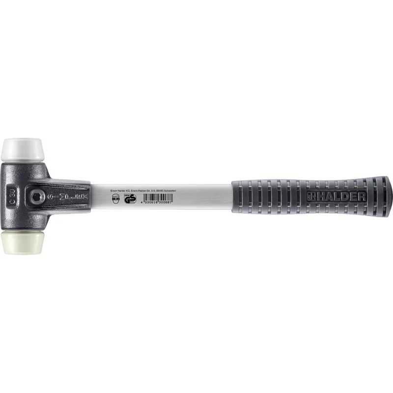 SIMPLEX Schonhammer Ø 30 mm Superplastik / Nylon mit verstärktem Tempergussgehäuse und Fiberglasstiel von Halder – Produktbild