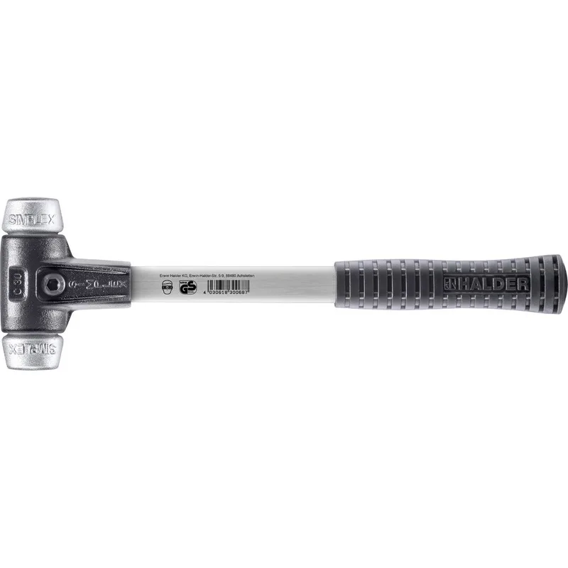 SIMPLEX Schonhammer Ø 30 mm Weichmetall mit verstärkem Tempergussgehäuse und Fiberglasstiel by Halder – product image