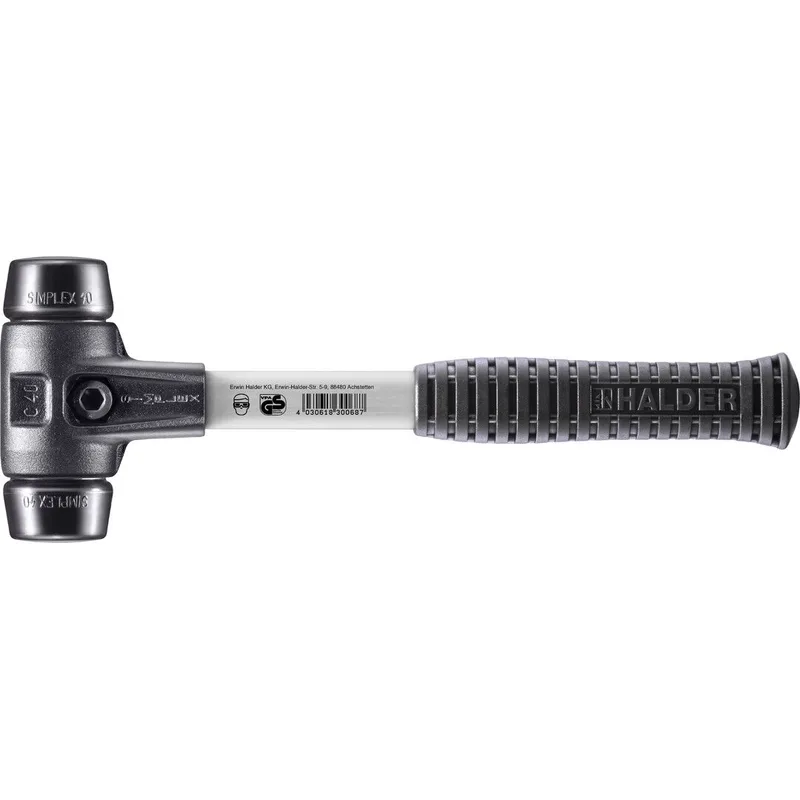 SIMPLEX Schonhammer Ø 40 mm Gummi mit verstärkem Tempergussgehäuse und Fiberglasstiel de Halder – image du produit