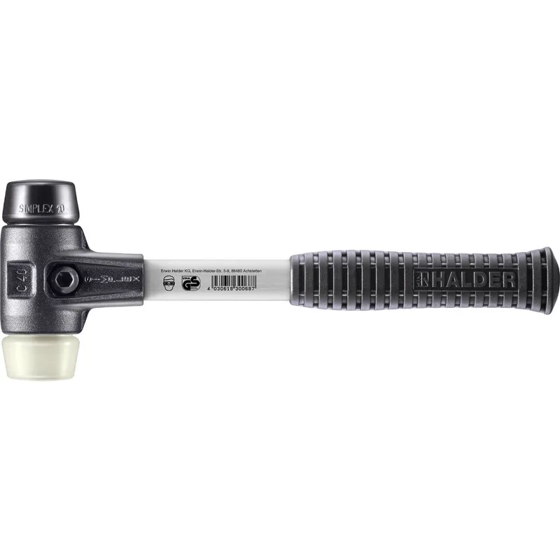 SIMPLEX Schonhammer Ø 40 mm Gummi / Nylon mit verstärkem Tempergussgehäuse und Fiberglasstiel by Halder – product image