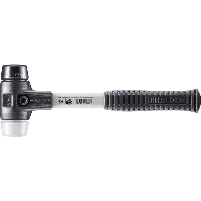 SIMPLEX Schonhammer Ø 40 mm Gummi schwarz / Superplastik mit verstärktem Tempergussgehäuse und Fiberglasstiel by Halder – product image