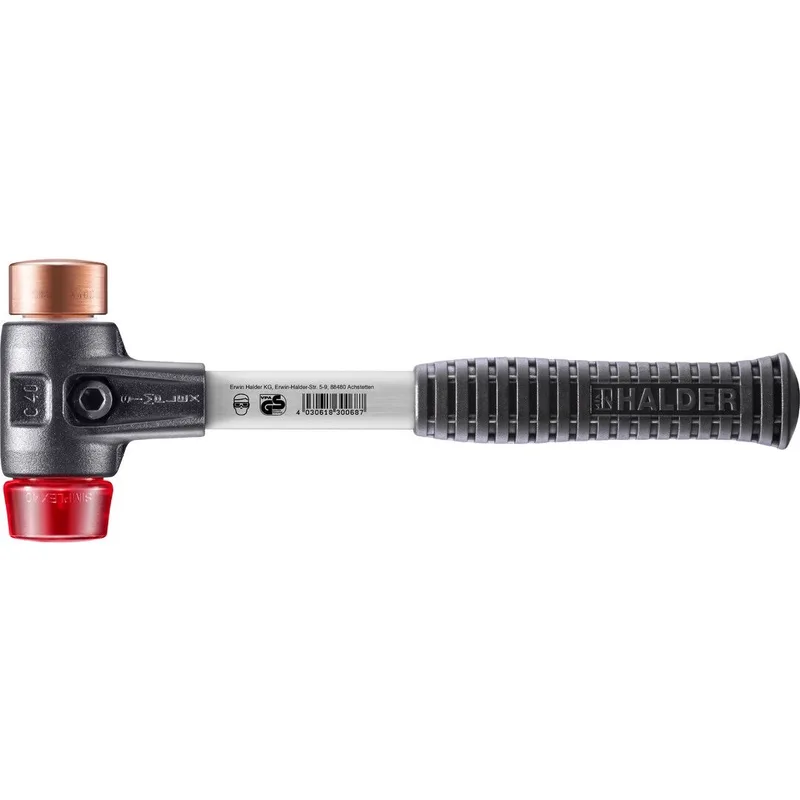 SIMPLEX Schonhammer Ø 40 mm Kupfer / Plastik rot mit verstärktem Tempergussgehäuse und Fiberglasstiel by Halder – product image