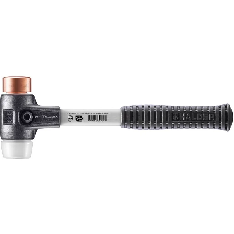 SIMPLEX Schonhammer Ø 40 mm Kupfer / Superplastik mit verstärktem Tempergussgehäuse und Fiberglasstiel by Halder – product image