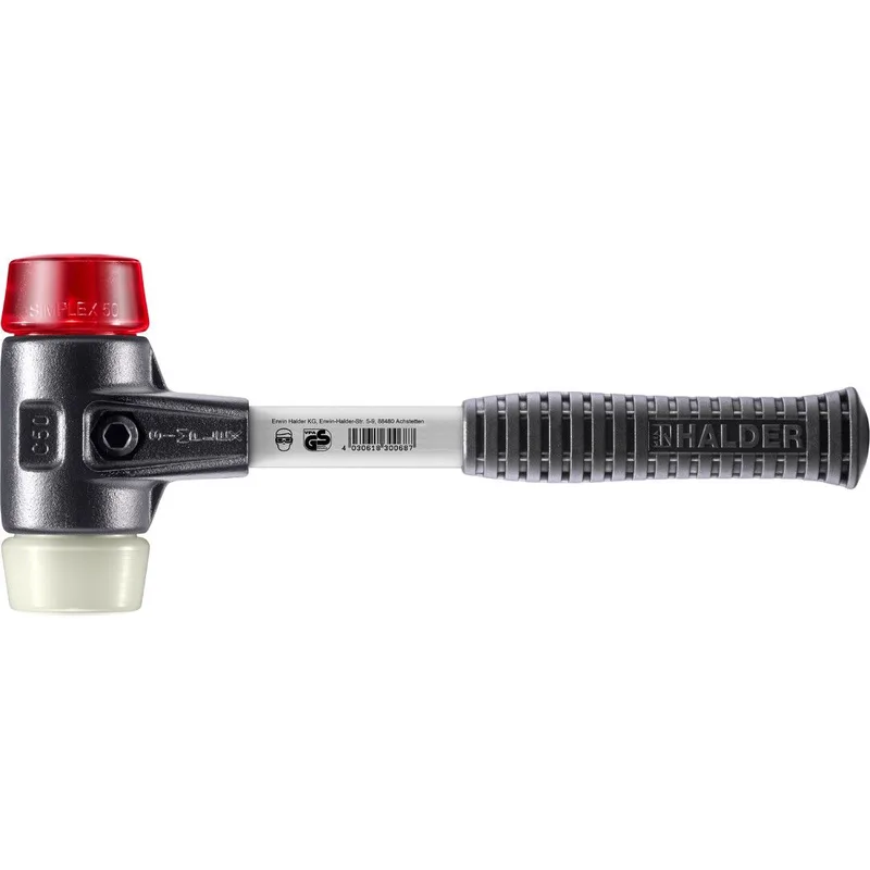 SIMPLEX Schonhammer Ø 50 mm Plastik rot / Nylon mit verstärktem Tempergussgehäuse und Fiberglasstiel by Halder – product image