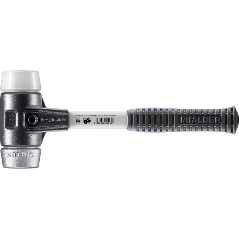 SIMPLEX Schonhammer Ø 50 mm Superplastik / Weichmetall mit verstärktem Tempergussgehäuse und Fiberglasstiel by Halder – product image
