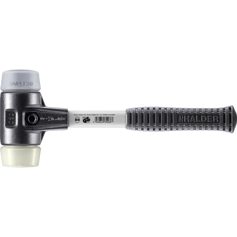 SIMPLEX Schonhammer Ø 50 mm TPE-mid grau / Nylon mit verstärktem Tempergussgehäuse und Fiberglasstiel by Halder – product image
