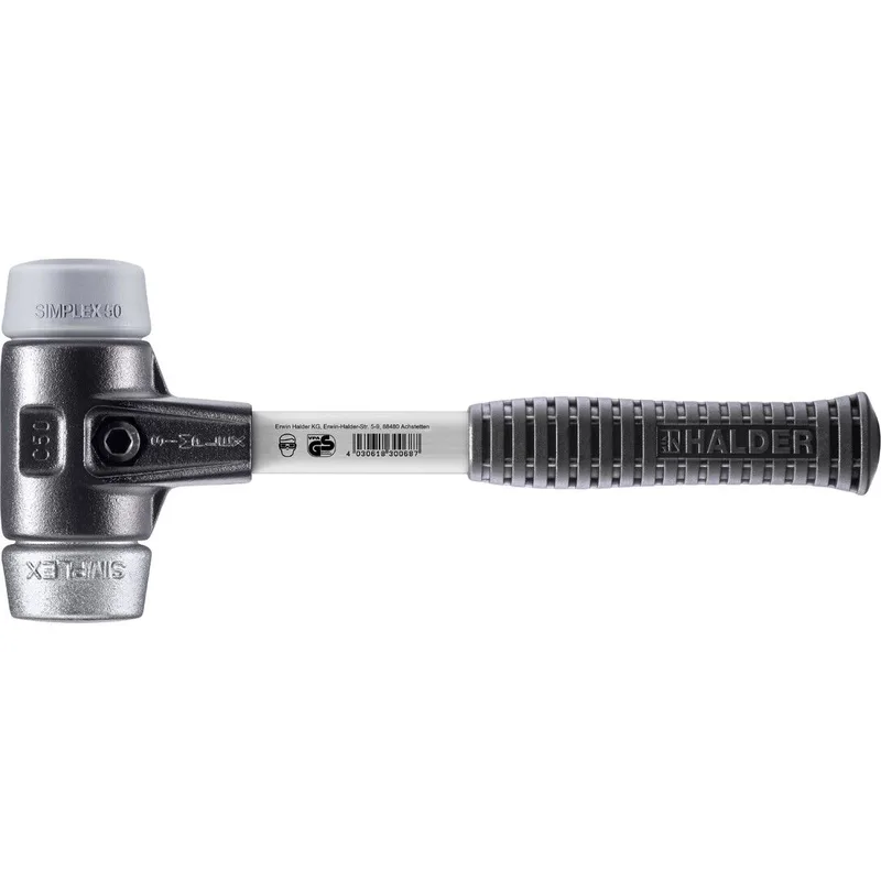 SIMPLEX Schonhammer Ø 50 mm TPE-mid grau / Weichmetall mit verstärktem Tempergussgehäuse und Fiberglasstiel by Halder – product image
