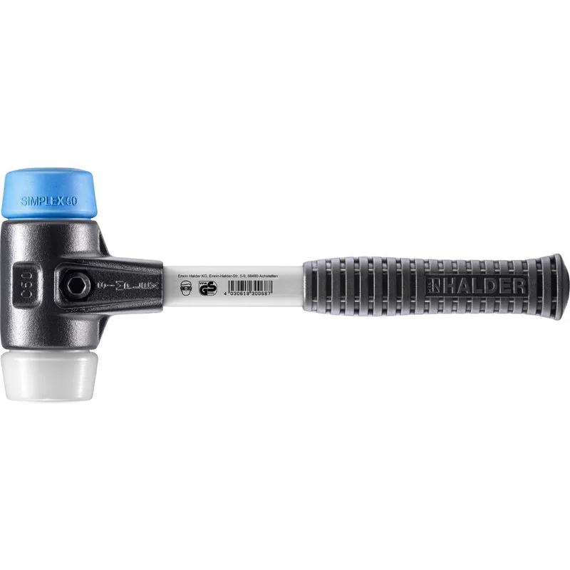 SIMPLEX Schonhammer Ø 50 mm TPE-soft blau / Superplastik mit verstärktem Tempergussgehäuse und Fiberglasstiel by Halder – product image