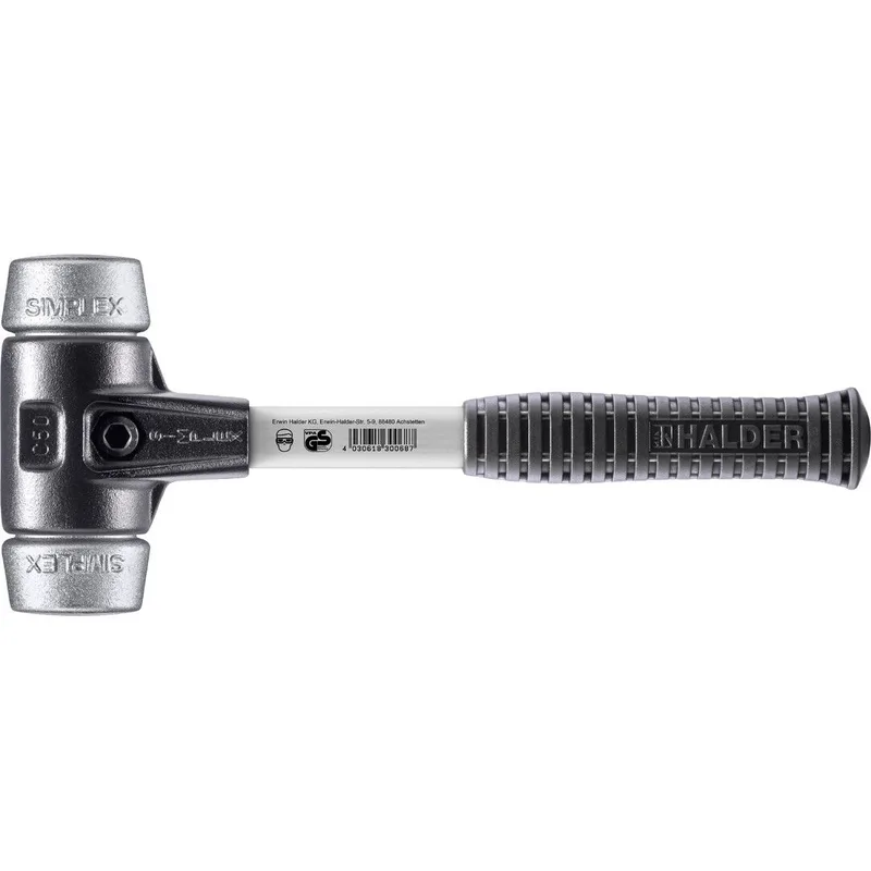 SIMPLEX Schonhammer Ø 50 mm Weichmetall mit verstärkem Tempergussgehäuse und Fiberglasstiel by Halder – product image