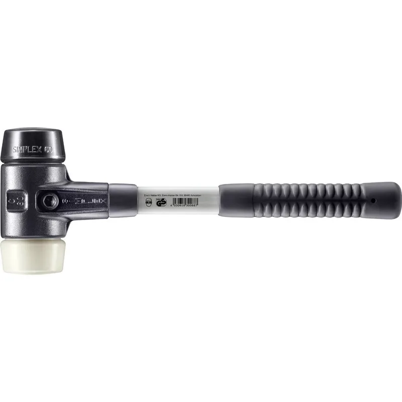 SIMPLEX Schonhammer Ø 60 mm Gummi / Nylon mit verstärkem Tempergussgehäuse und Fiberglasstiel de Halder – image du produit