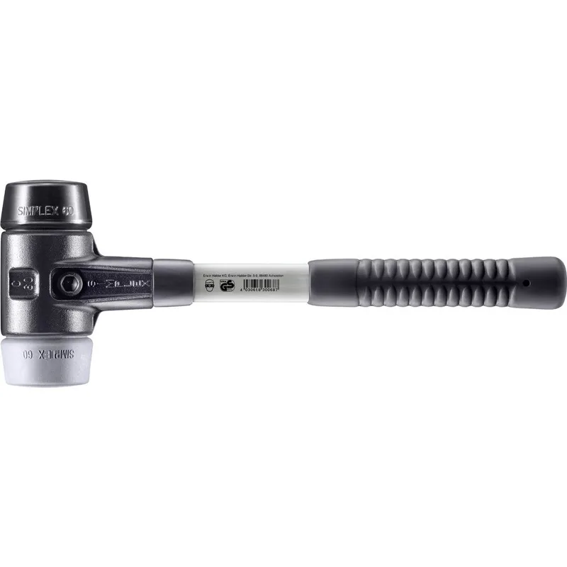 SIMPLEX Schonhammer Ø 60 mm Gummi schwarz / TPE-mid grau mit verstärktem Tempergussgehäuse und Fiberglasstiel by Halder – product image