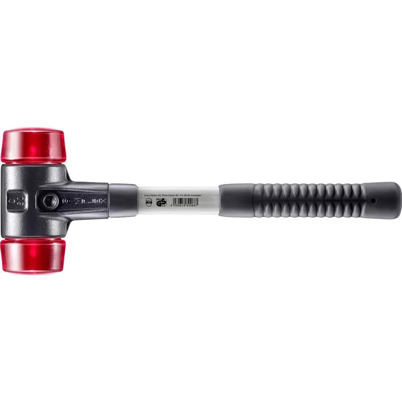 SIMPLEX Schonhammer Ø 60 mm Plastik rot mit verstärkem Tempergussgehäuse und Fiberglasstiel by Halder – product image