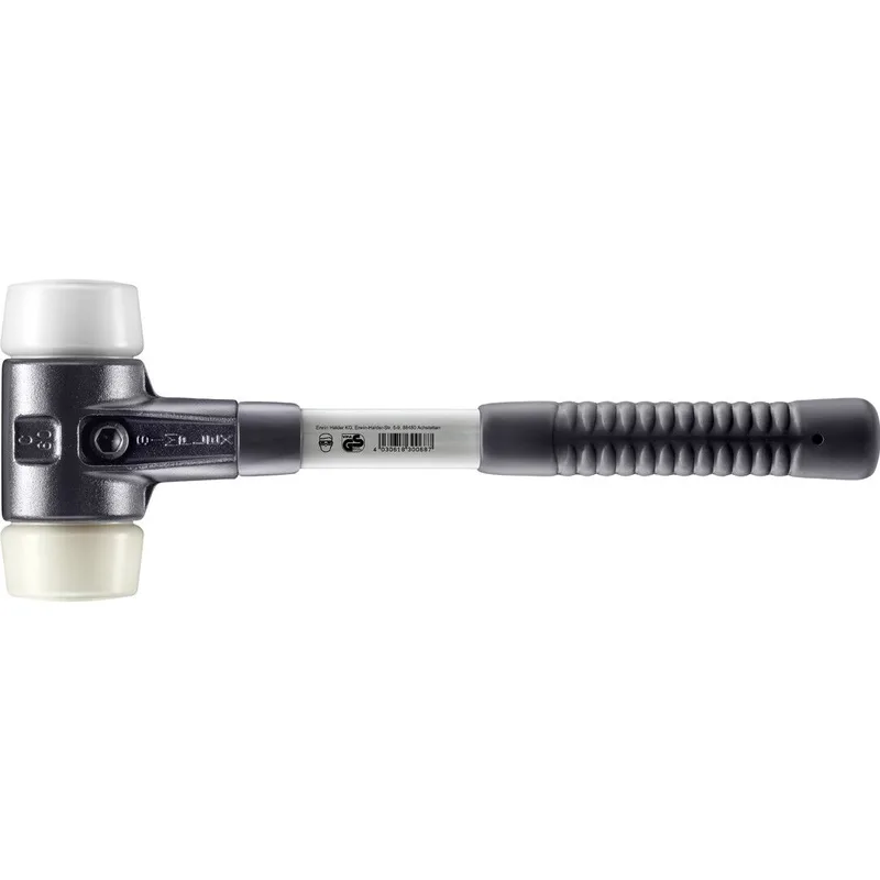 SIMPLEX Schonhammer Ø 60 mm Superplastik / Nylon mit verstärktem Tempergussgehäuse und Fiberglasstiel von Halder – Produktbild