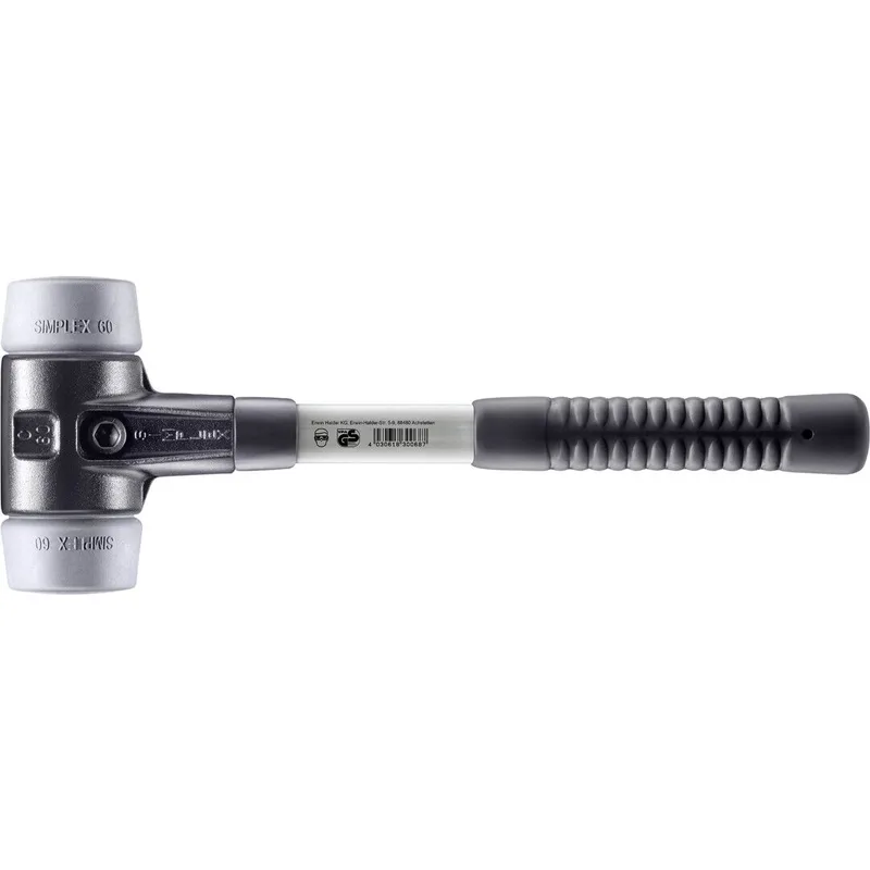 SIMPLEX Schonhammer Ø 60 mm TPE-mid grau mit verstärkem Tempergussgehäuse und Fiberglasstiel by Halder – product image