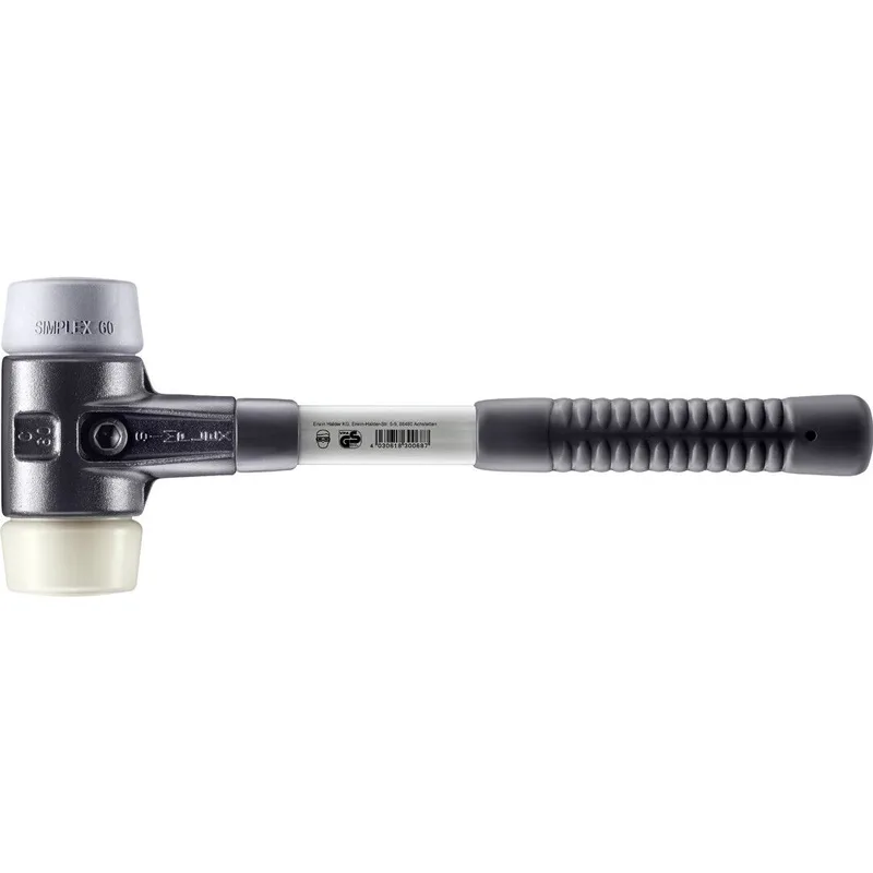 SIMPLEX Schonhammer Ø 60 mm TPE-mid grau / Nylon mit verstärktem Tempergussgehäuse und Fiberglasstiel by Halder – product image