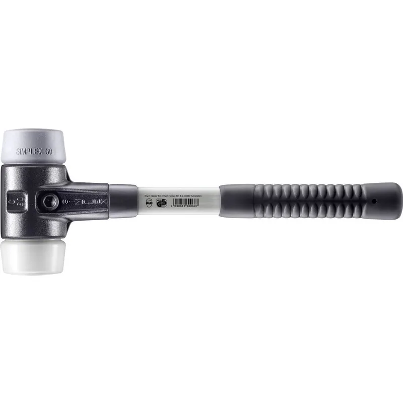 SIMPLEX Schonhammer Ø 60 mm TPE-mid grau / Superplastik mit verstärktem Tempergussgehäuse und Fiberglasstiel by Halder – product image