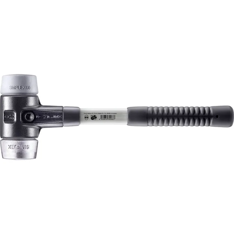 SIMPLEX Schonhammer Ø 60 mm TPE-mid grau / Weichmetall mit verstärktem Tempergussgehäuse und Fiberglasstiel by Halder – product image